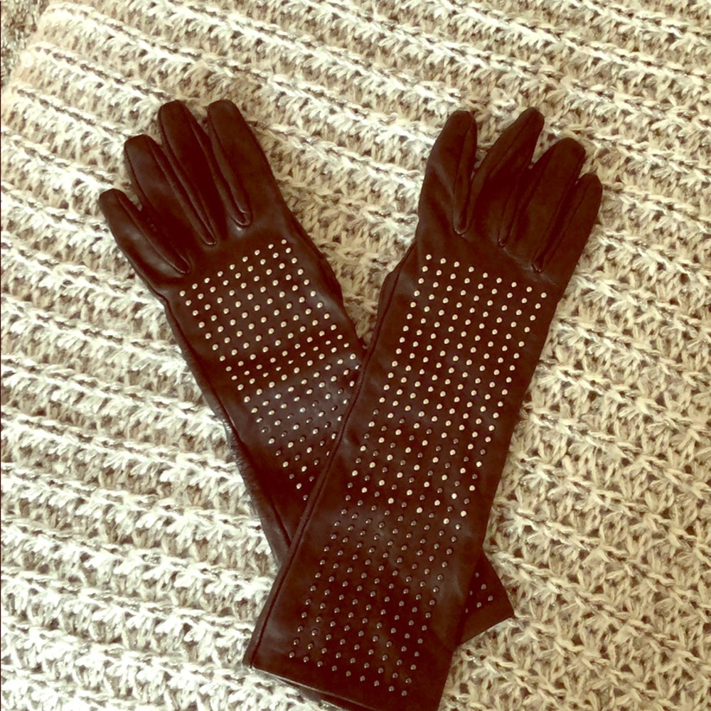 Studded Leather Extra Long Gloves